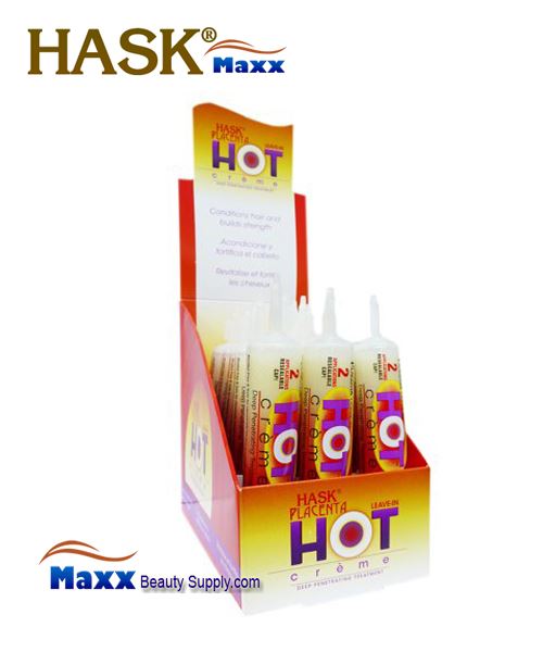 Hask Placenta Hot Creme Leave In Hair Treatment 1oz - 1 Display(12 Tube)